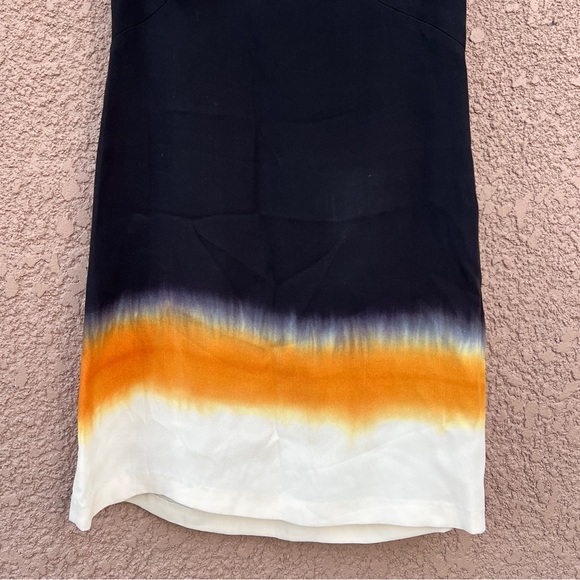 NWT ALC 100% Silk Deep V-Neck Mini Shift Women's Dress‎ 2 Black Orange Luxe Chic - Picture 3 of 11